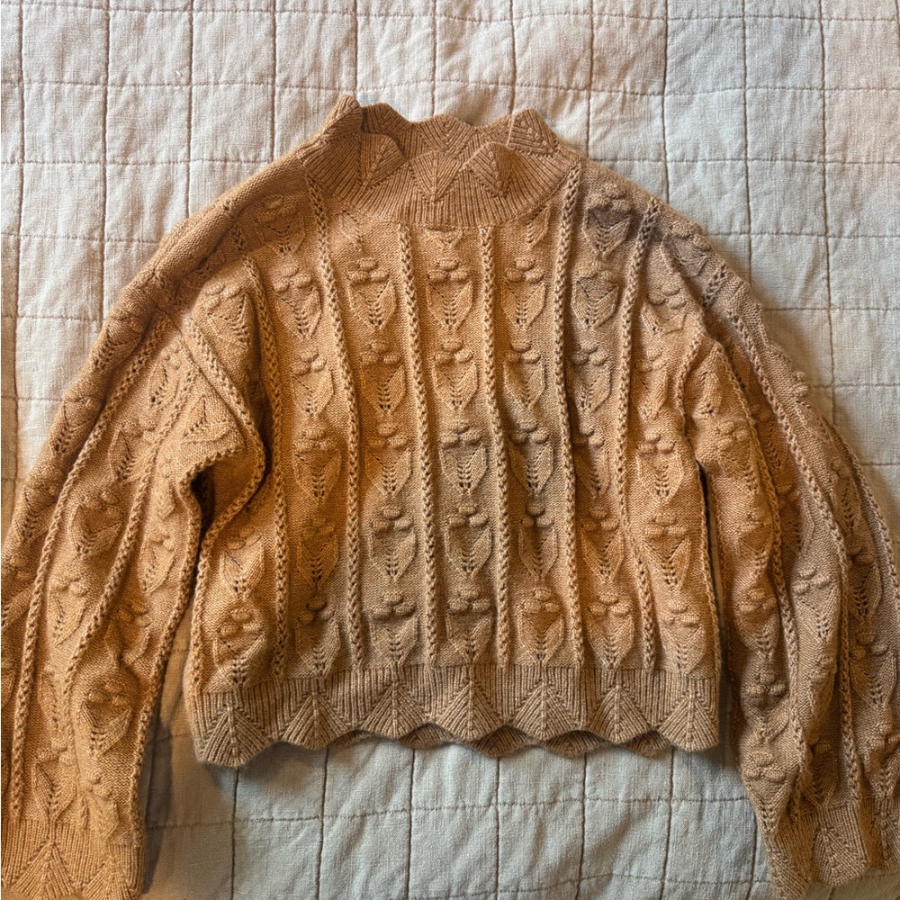 Cider Tan Textured Knit Sweater Size M - Picture 4 of 5